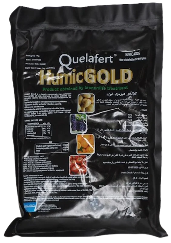 کود هیومیک 56% و فولویک اسید Quelafert Humic Gold محصول QuelAgrow اسپانیا بسته بندی 1، 10 و 25 کیلویی